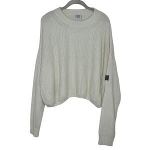 BDG Women's White Cropped Dolman Sleeve Chunky Sweater Urban Outfitters Size L